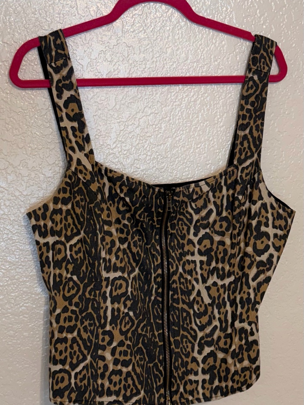 VICI Leopard Print Zip-Front Cropped Tank Top and Skirt Set